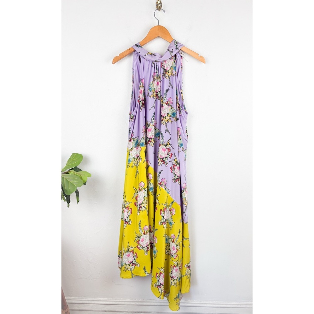Anthropologie Silk Halter Floral Midi Dress Sz 1X - Picture 3 of 13